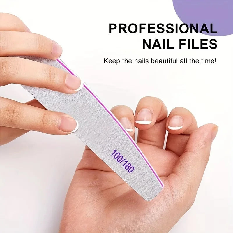 SHIBO Nail File Buffer Set – 100/180 Grit Double-Sided Emery Board