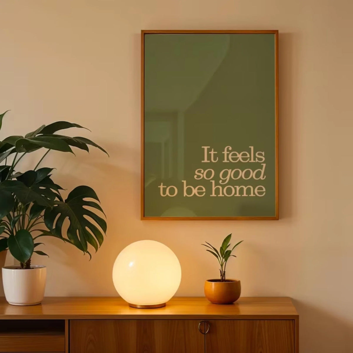 "It Feels So Good To Be Home" Sage Green Canvas Wall Art