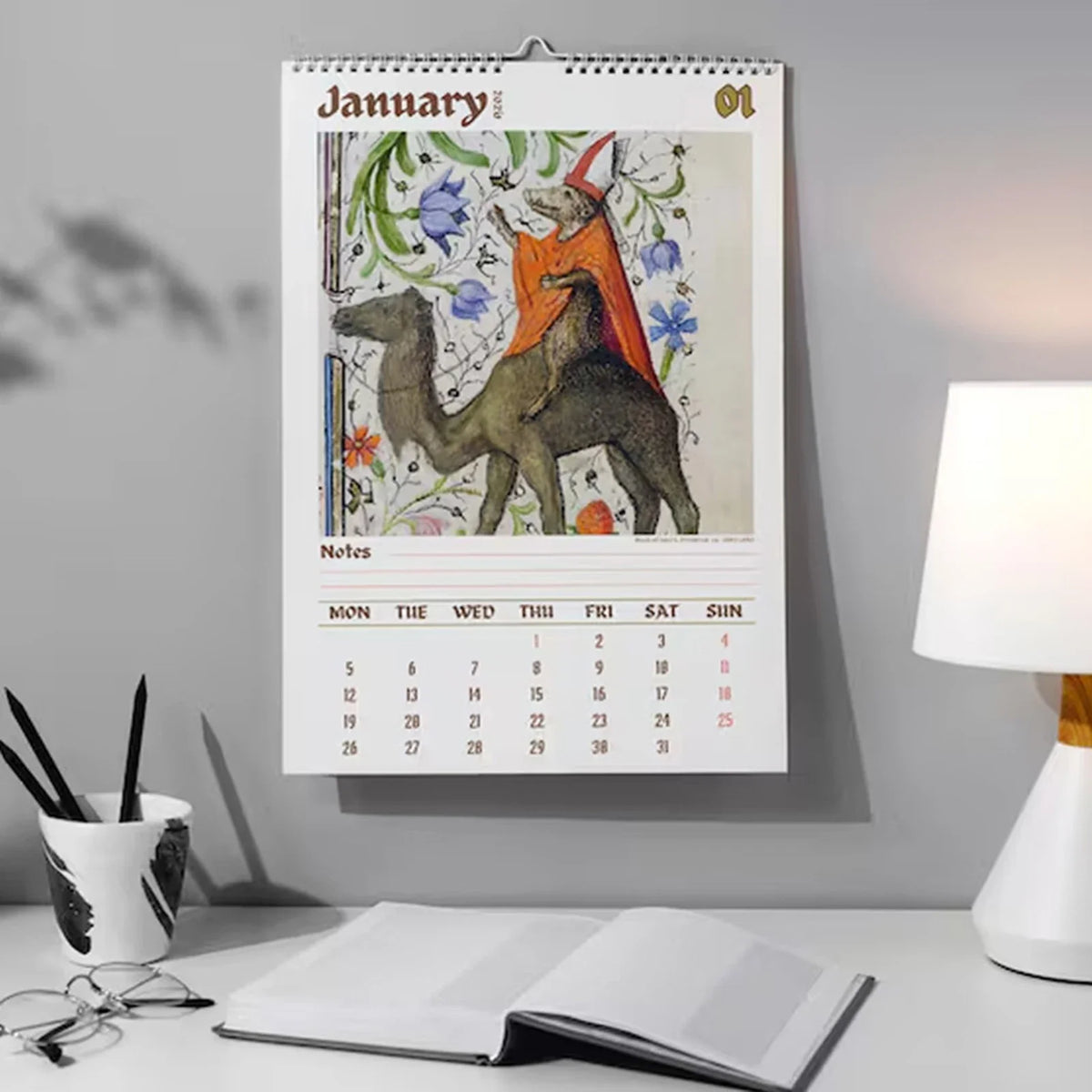 2026 Medieval Animal Wall Calendar | Funny Ugly Art Design