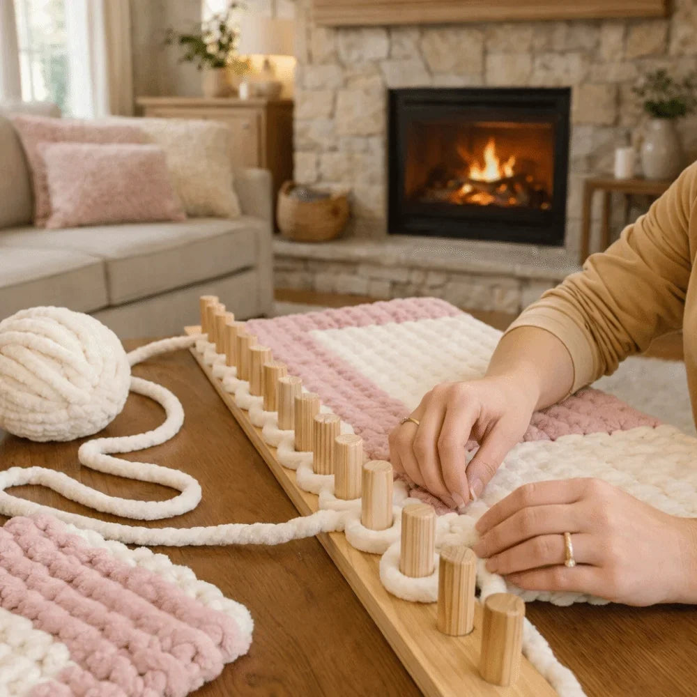 Adjustable Chunky Blanket Loom Kit – Multi-Size Pine Wood Frame
