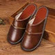 Lorilury Men's Waterproof PU Leather House Slippers