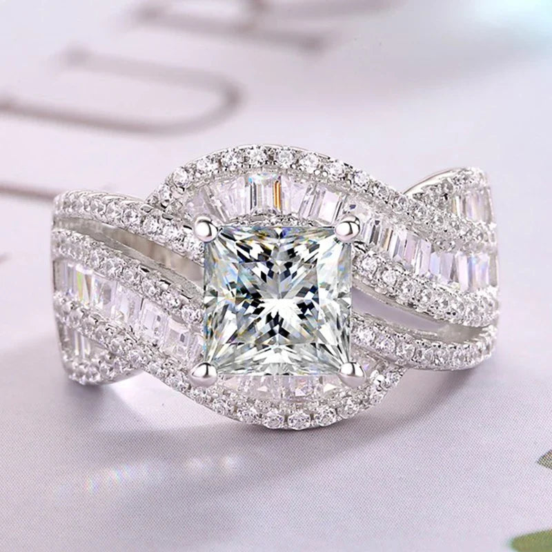 Huitan Women's Iced Out CZ Wedding Ring | Fashion Band