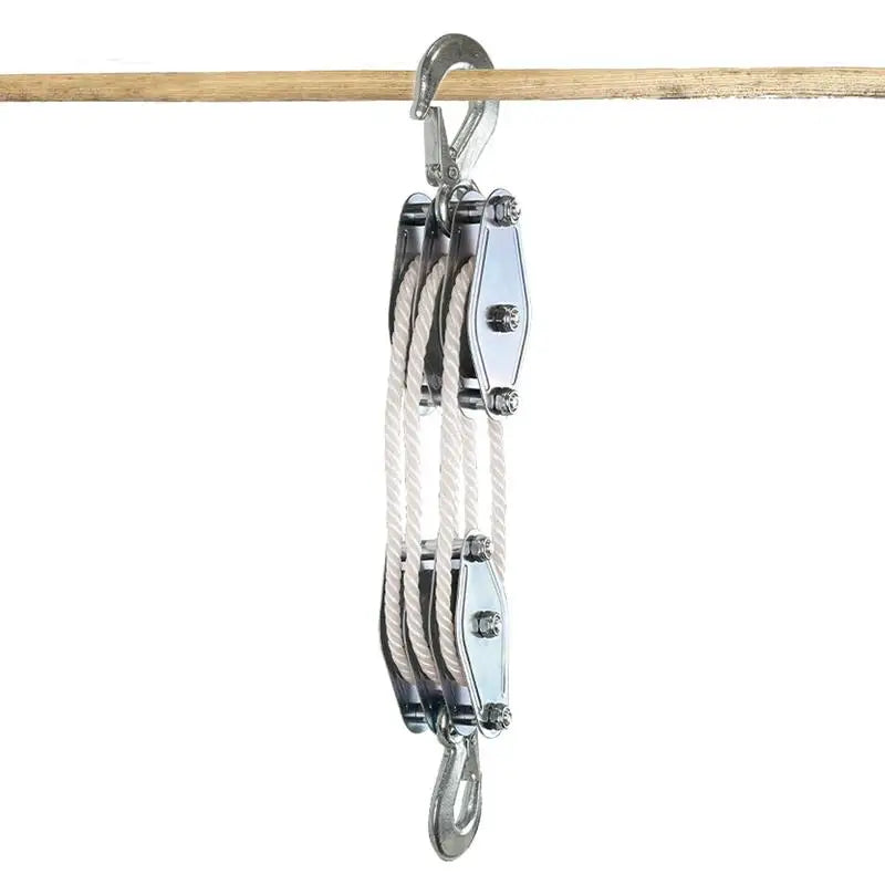 Block Tackle Pulley System Rope Hoist 6 1 Lifting Power 2200 Lbs