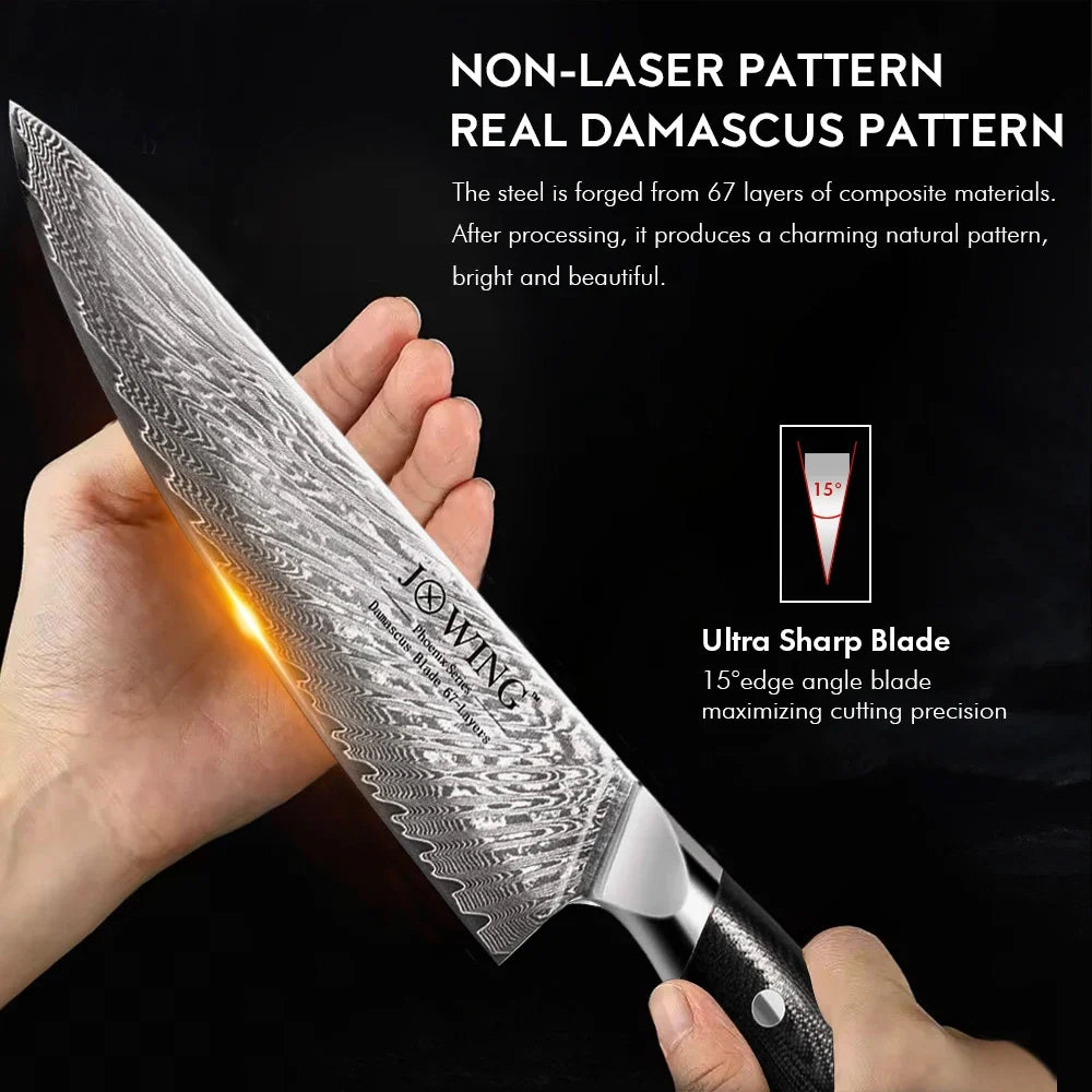 67-Layer Damascus Steel Chef Knife – Japanese Style Kitchen Knife