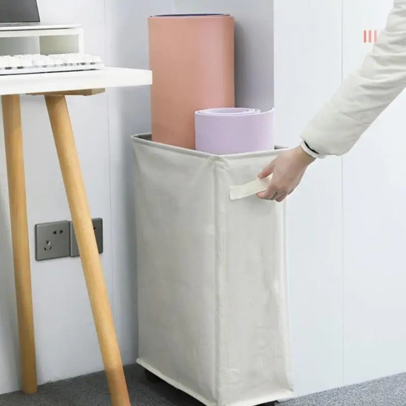 Foldable Laundry Baskets Freestanding Narrow Corner Bin Handle Dirty