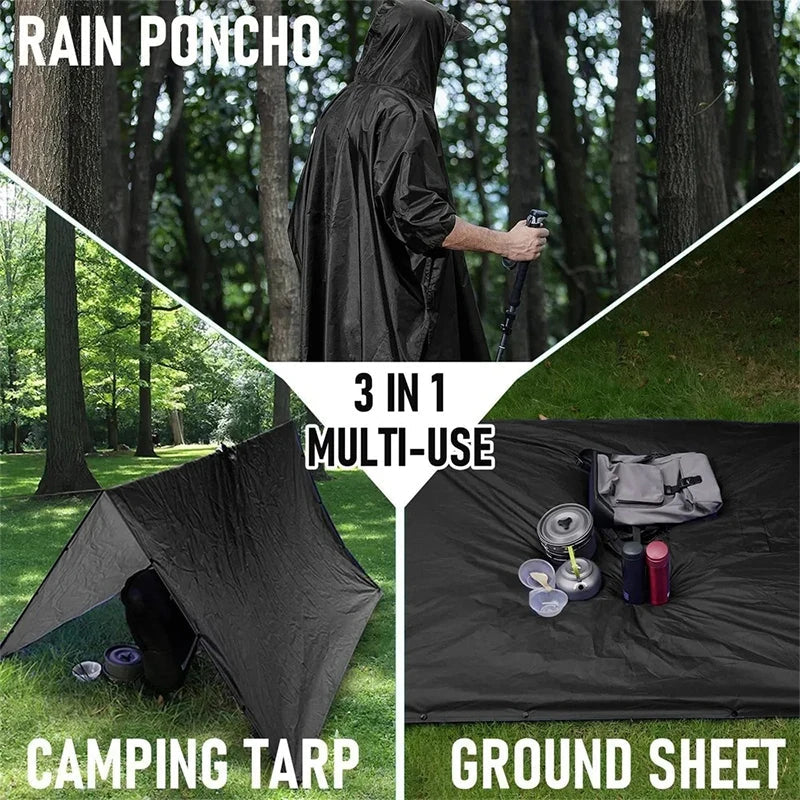 3-in-1 Waterproof Rain Poncho – Hiking, Camping & Travel
