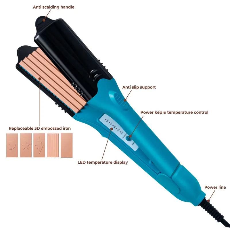 3D Hair Imprinting Iron | 4 Interchangeable Plates Crimper