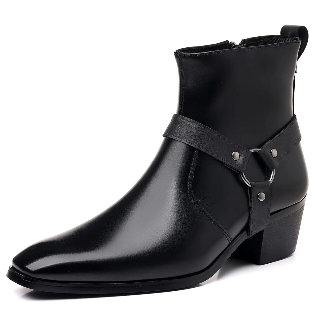 YBQJOO Men's Zip Chelsea Boots – Pointed Toe Dress Ankle Boots