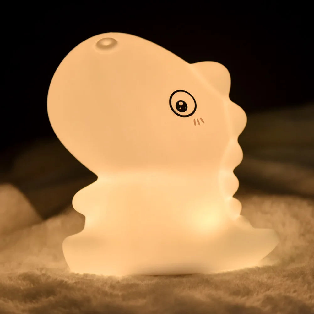 Dinosaur Silicone LED Night Light – USB Rechargeable Kids Lamp