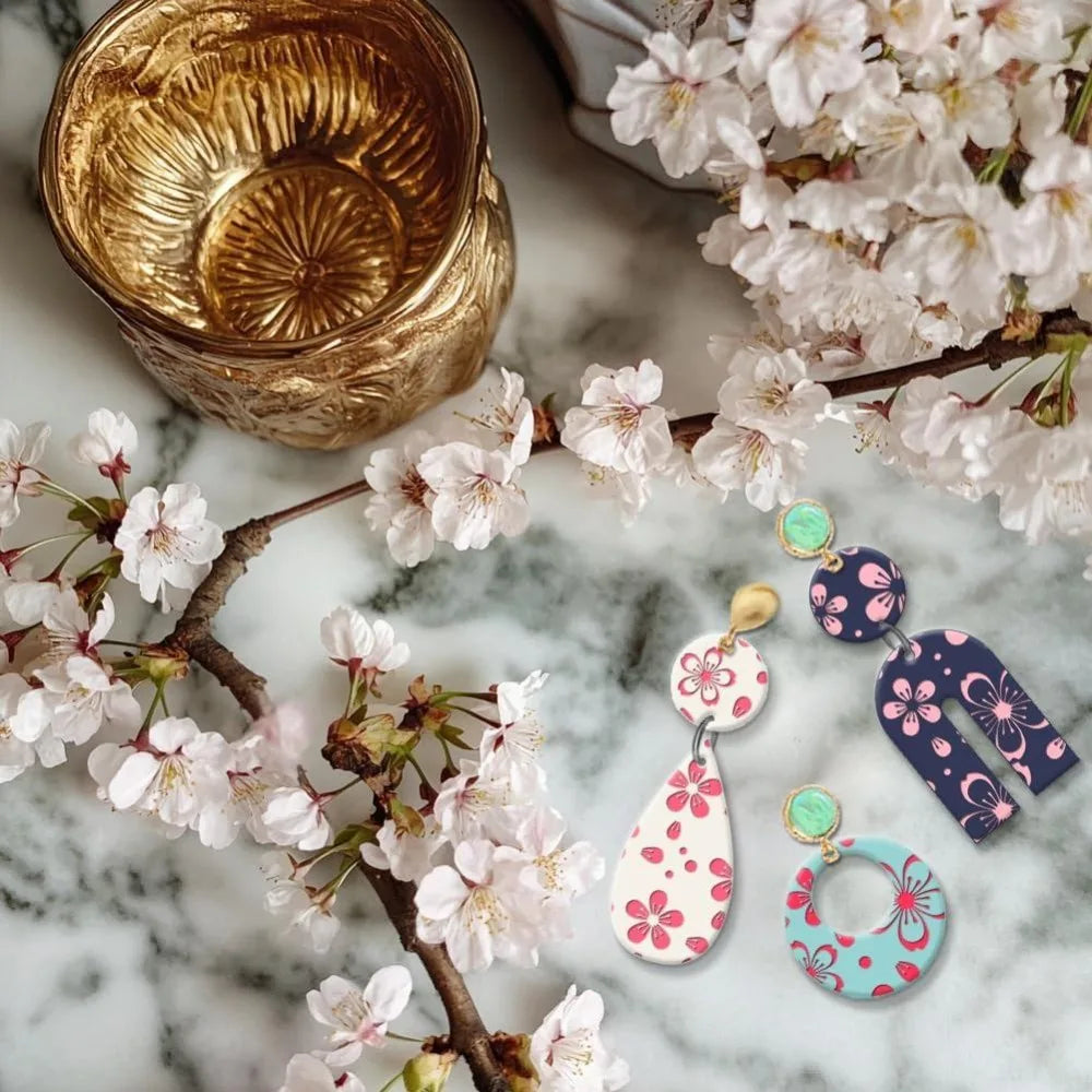 Cherry Blossom Polymer Clay Texture Sheet & Stamp – 14x14cm