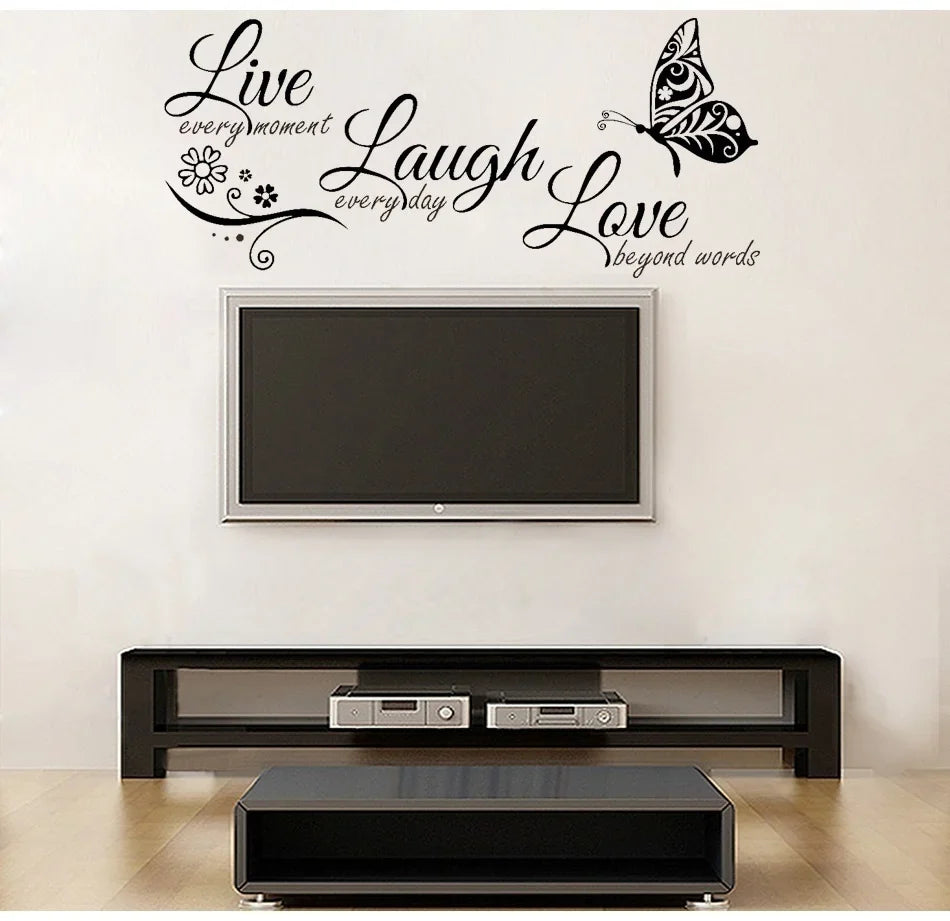Live Laugh Love Butterfly Wall Decal – Vinyl Quote Sticker