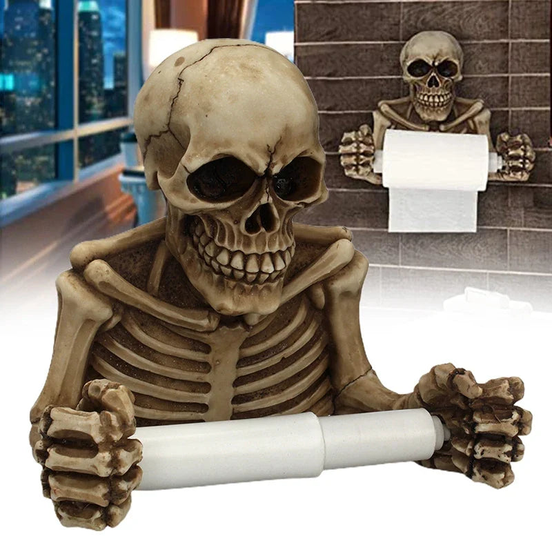 Skull Toilet Paper Holder | Wall Mounted Halloween Bathroom Decor