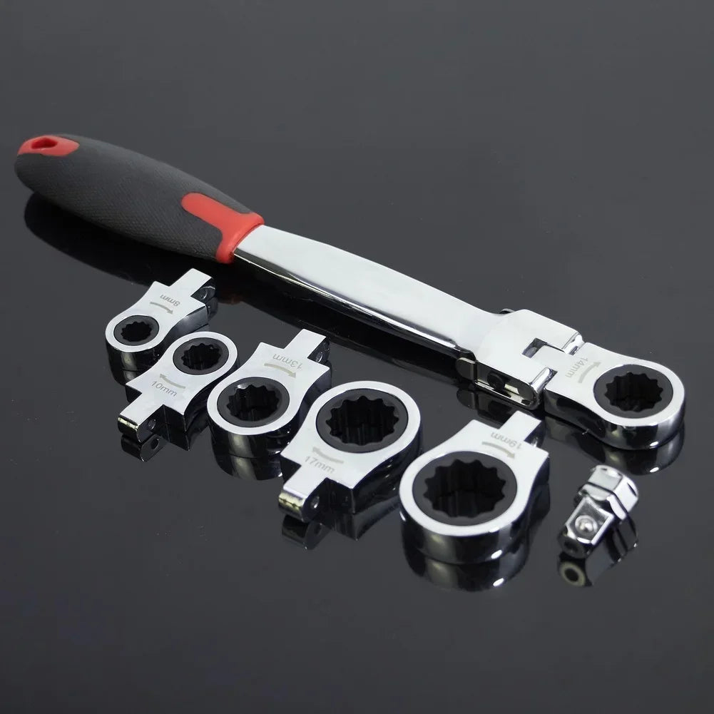 6-in-1 Ratcheting Wrench Set – Chrome Vanadium Steel Tool Kit