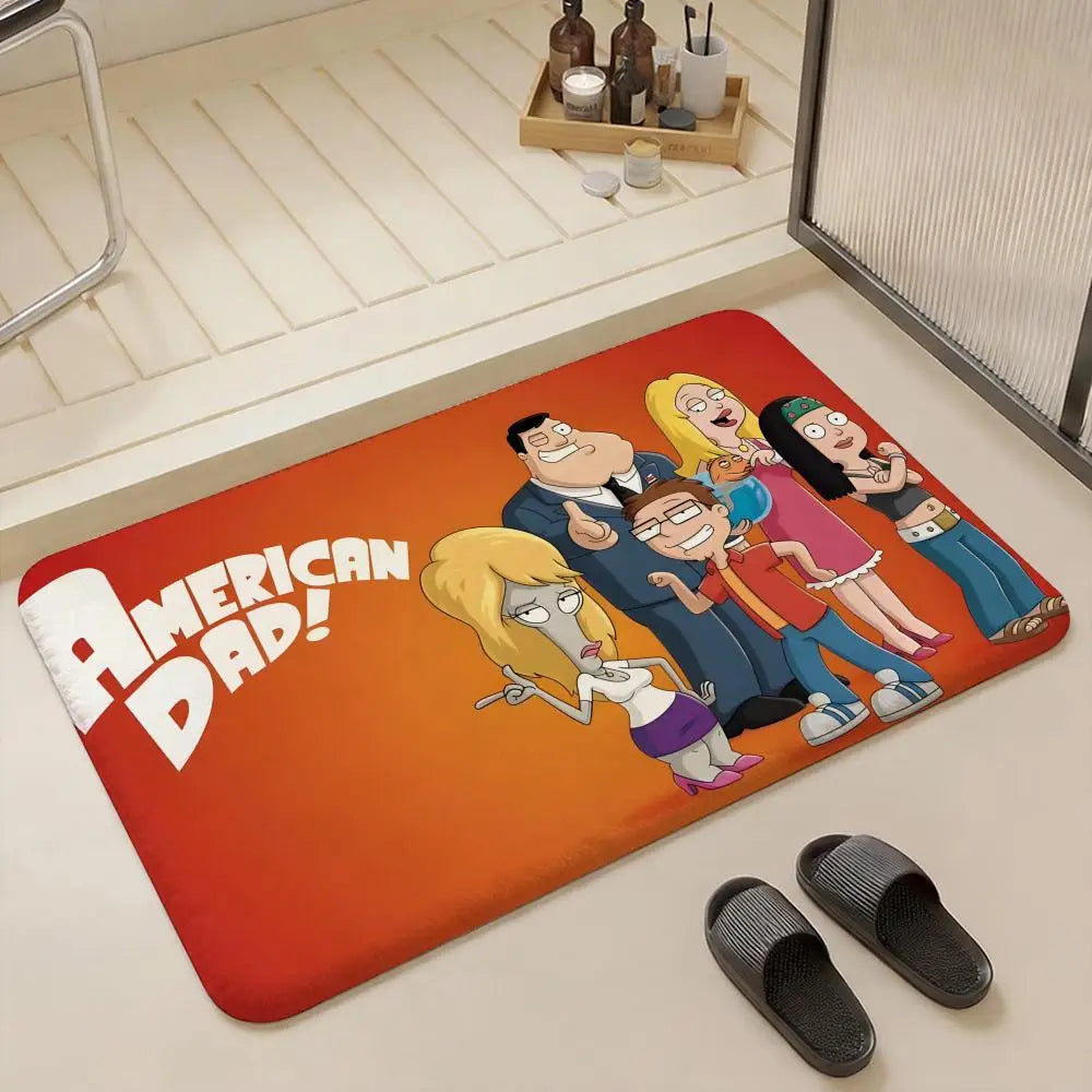 American Dad Cartoon Flannel Floor Mat – Non-Slip Indoor Rug