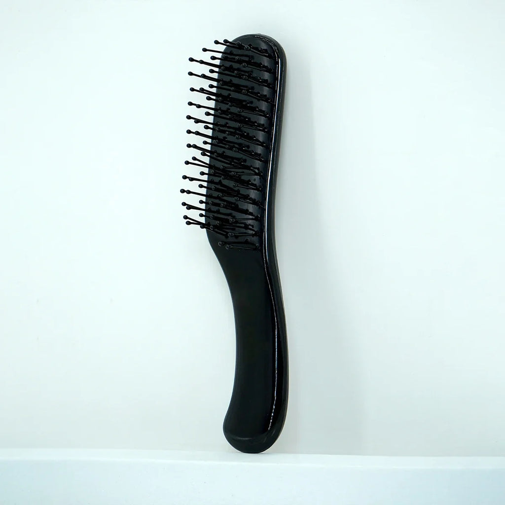 Compact Black Paddle Hair Brush – Ergonomic Soft Bristle Brush