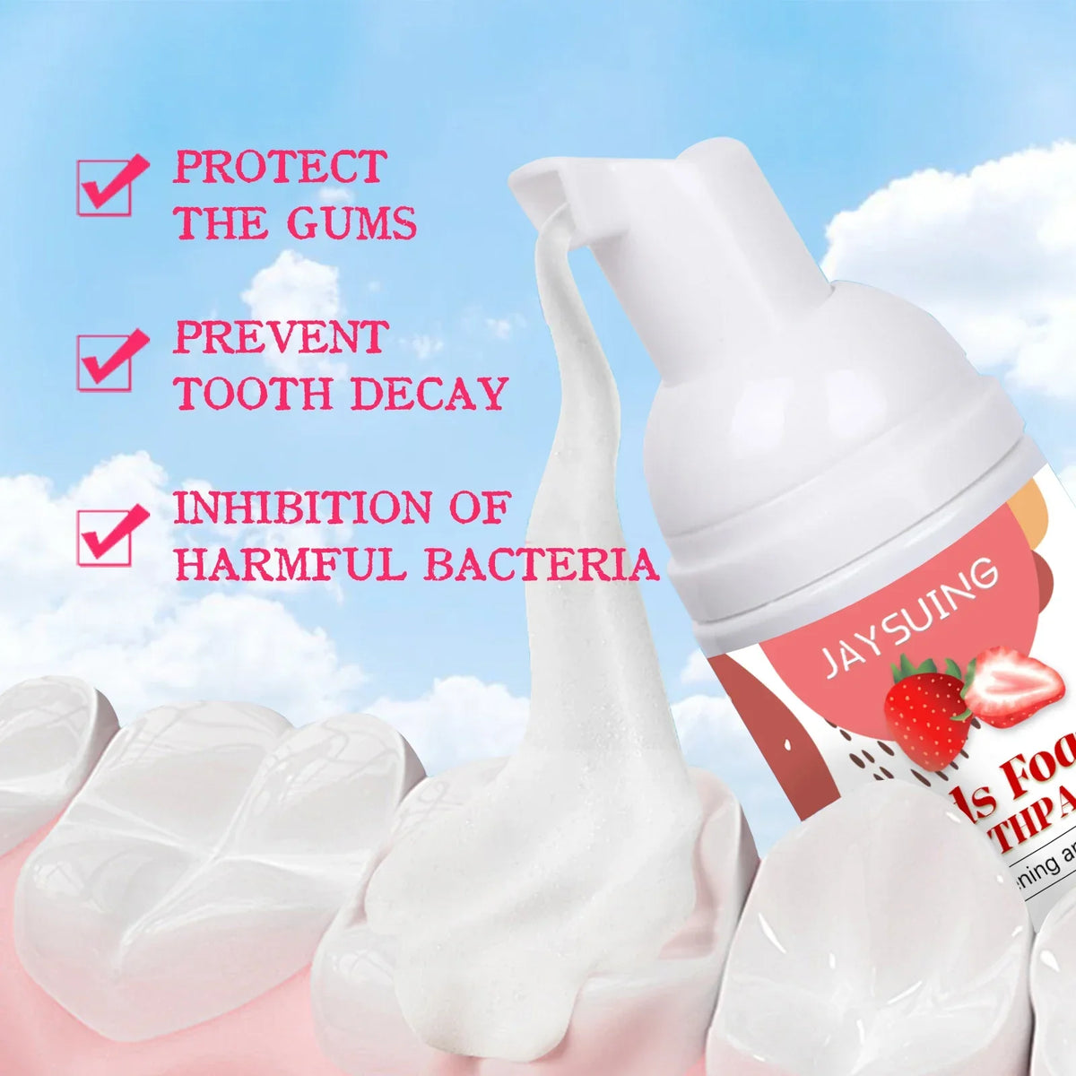 Jaysuing Kids Probiotic Foam Toothpaste – Fruit Flavor 60ml