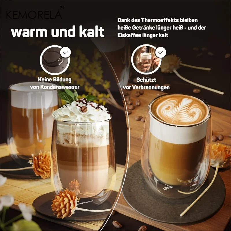 KEMORELA Latte Macchiato Glass Set 2/4 PCS – Coffee Glasses
