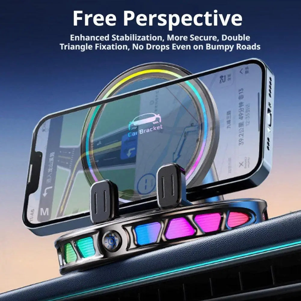 Auto-Clamping Car Phone Mount with Wireless Charger & RGB