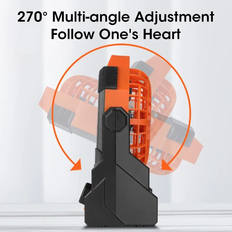 10000mAh Portable Rechargeable Fan with LED Light & Hook