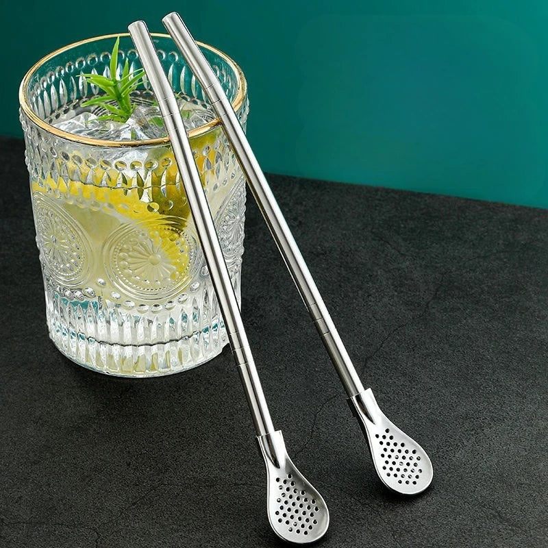 Detachable Bombilla Filter Straw Stainless Steel Spoon Tea Yerba Mate