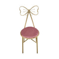 Pink Bow Tie Vanity Makeup Stool – Cushioned Dressing Chair