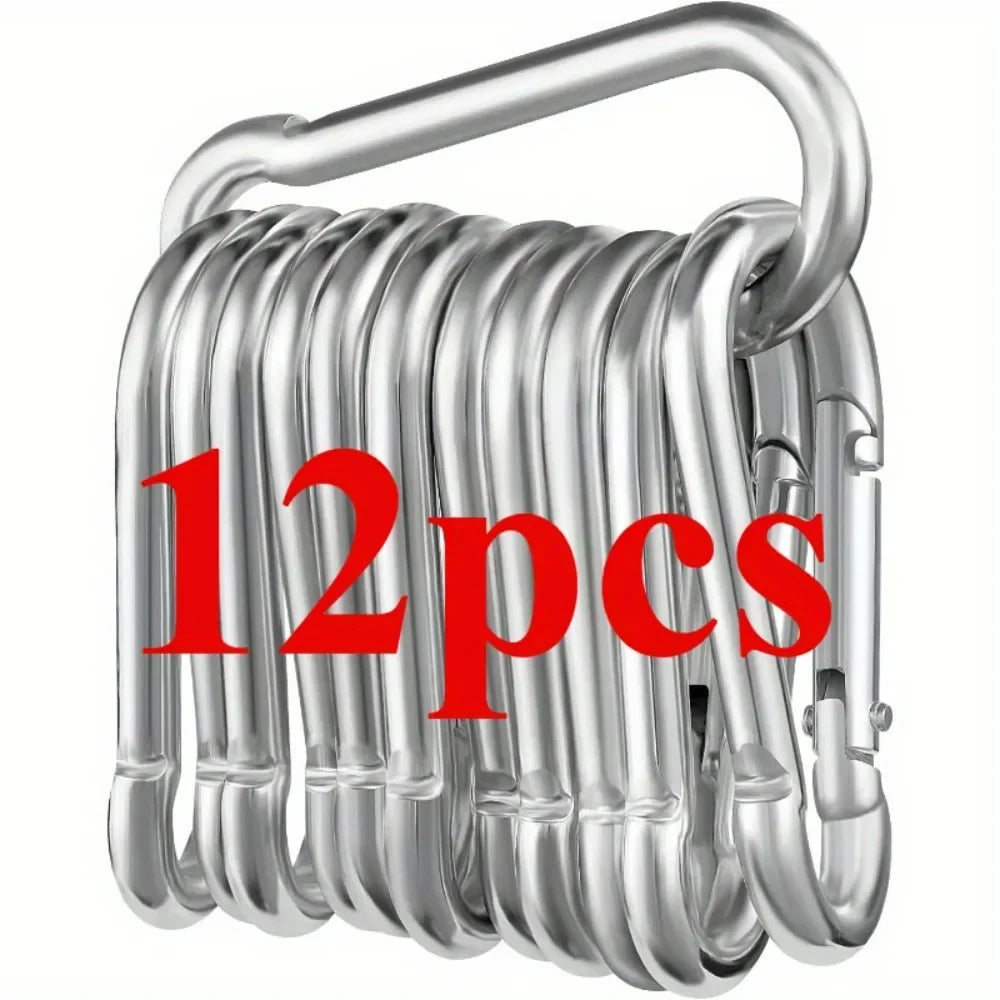 12-Pack Stainless Steel Carabiner Set | 6x60mm, 180kg Capacity