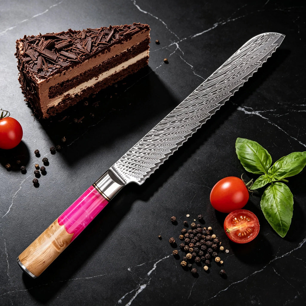 67-Layer Damascus Steel Bread & Chef Knife – Sharp 19.2cm