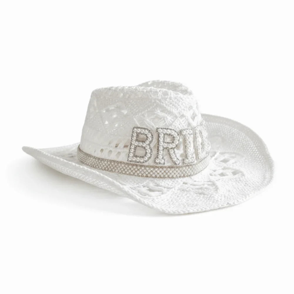 Rhinestone Bride Cowboy Hat – Crochet Western Cowgirl Party Hat