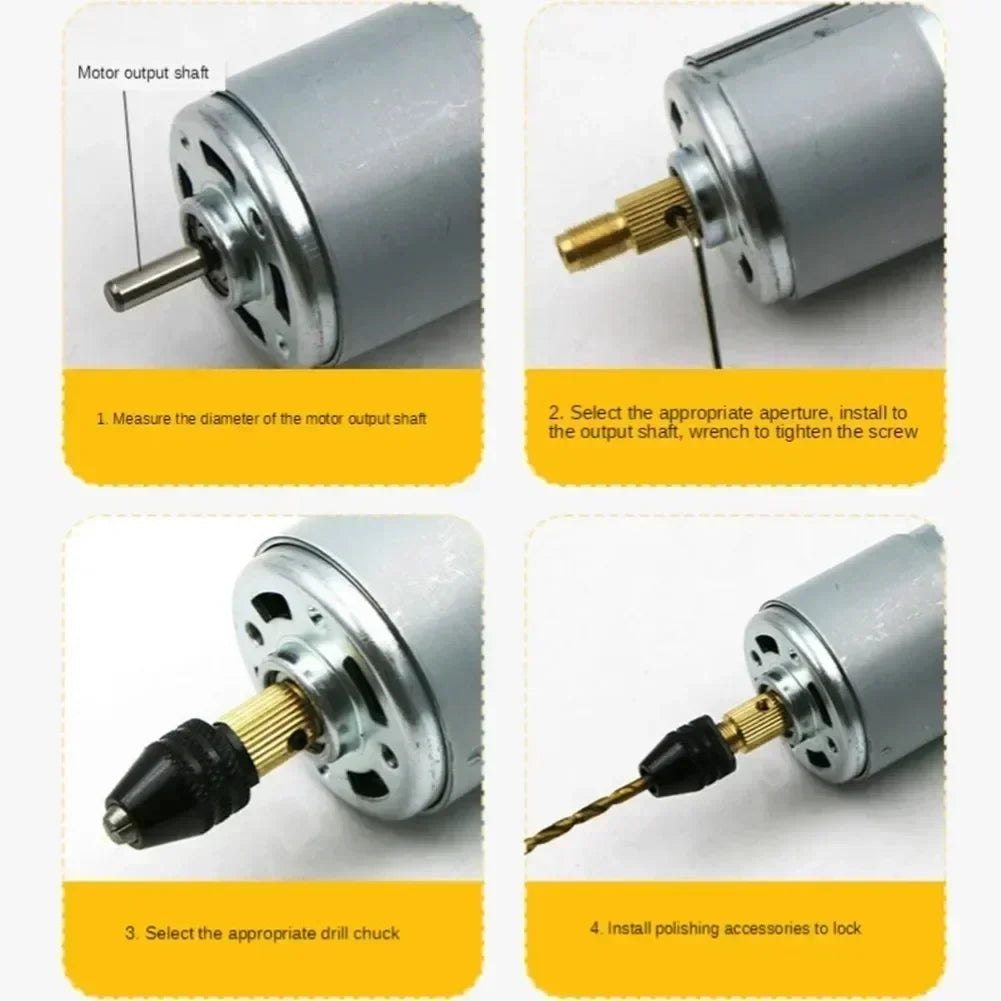 7-Pc Brass Mini Drill Chuck Collet Set – 2.35mm Motor Shaft