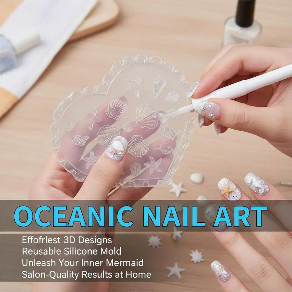 3D Ocean Nail Art Silicone Mold – Starfish, Shell & Sea Life