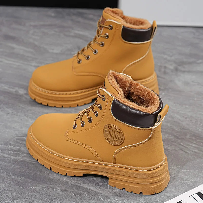 Women's High-Top Lace-Up Ankle Boots – Warm Thick Sole Winter
