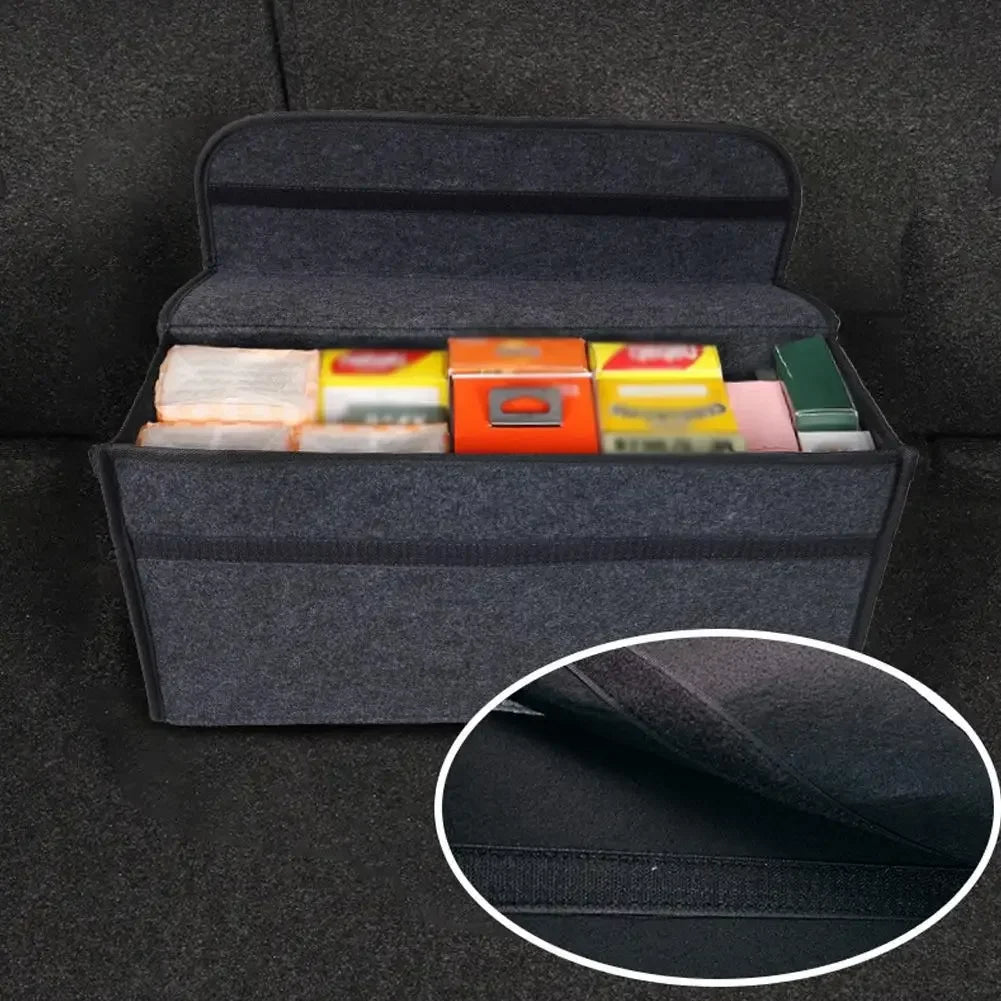 Large Car Trunk Organizer – Anti-Slip Felt Storage Bag with Compartments