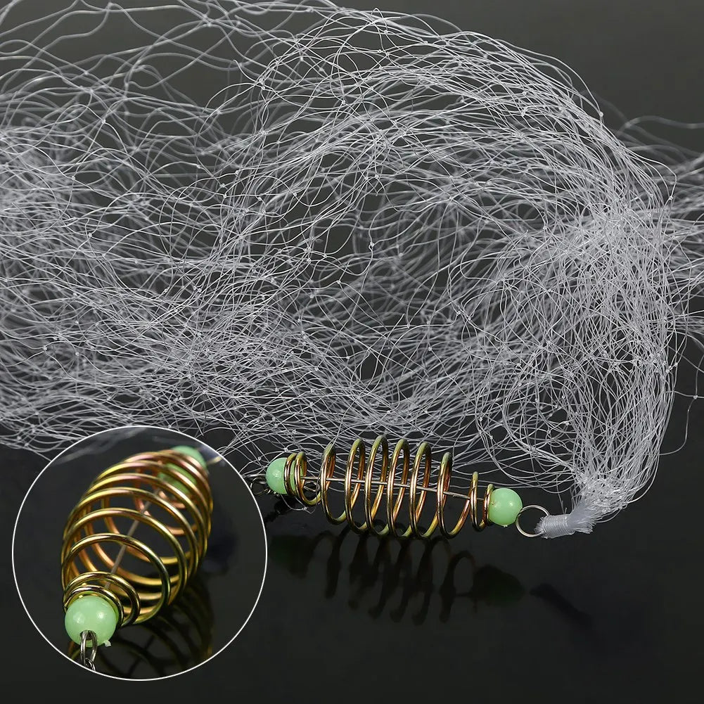 Luminous Bead Copper Spring Fishing Net – 4pcs Night Fishing