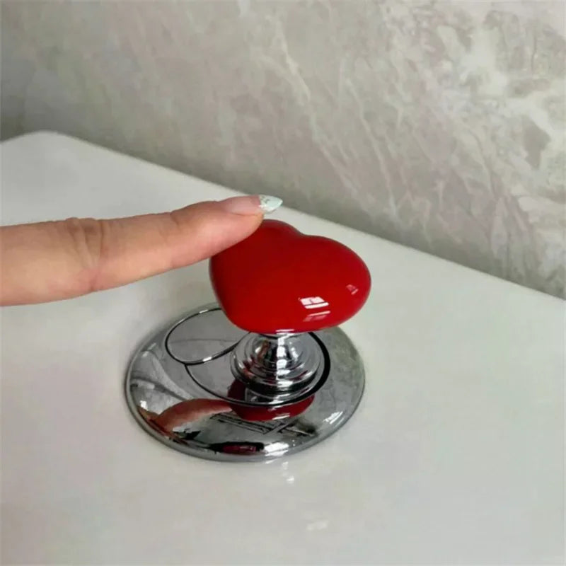 Heart-Shaped Toilet Flush Button – Fun Colorful Bathroom Decor