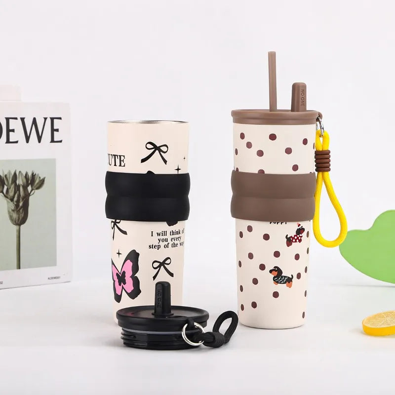 2026 Printed Bow Vacuum Cup Insulation Cooling Stainless Steel