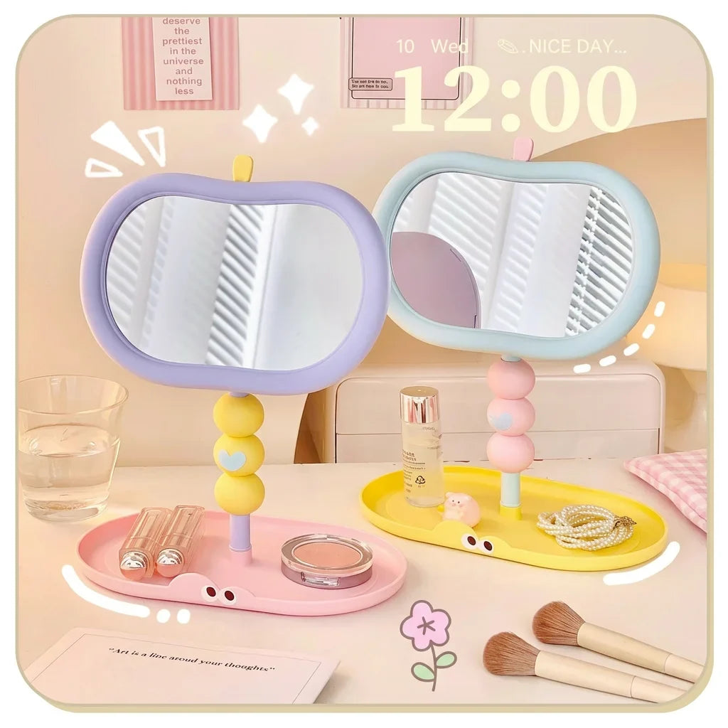 Cute Apple-shaped Tabletop Vanity Makeup Mirror HD Clear Adjustable