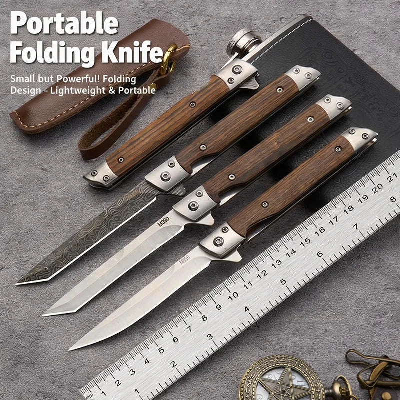 Damascus Folding Pocket Knife – Stainless Steel Camping EDC