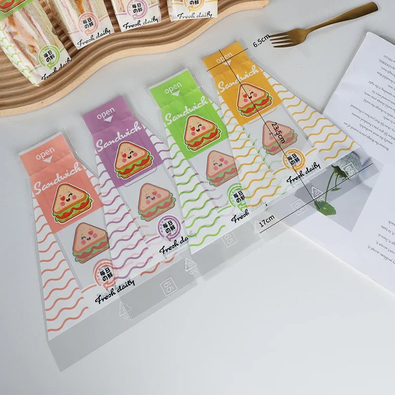 100 Pcs Disposable Triangle Sandwich Bags – Clear Food Wrap