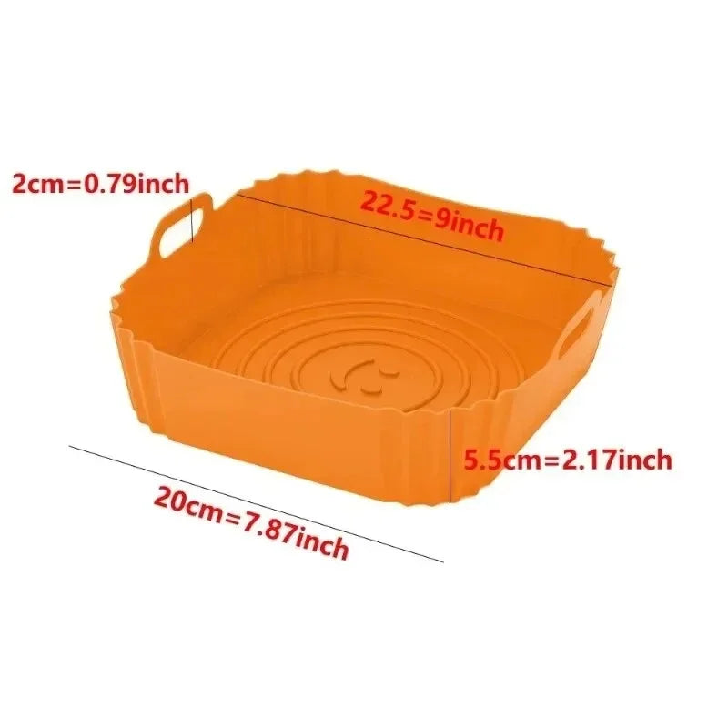 Square Silicone Air Fryer Baking Set – Non-Stick Tray & Pan