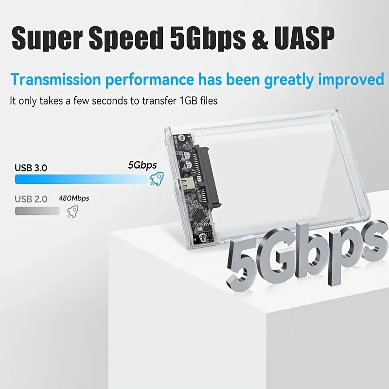 Ultra-fast USB C SATA Hard Drive Enclosure 5Gbps UASP Compatible 2
