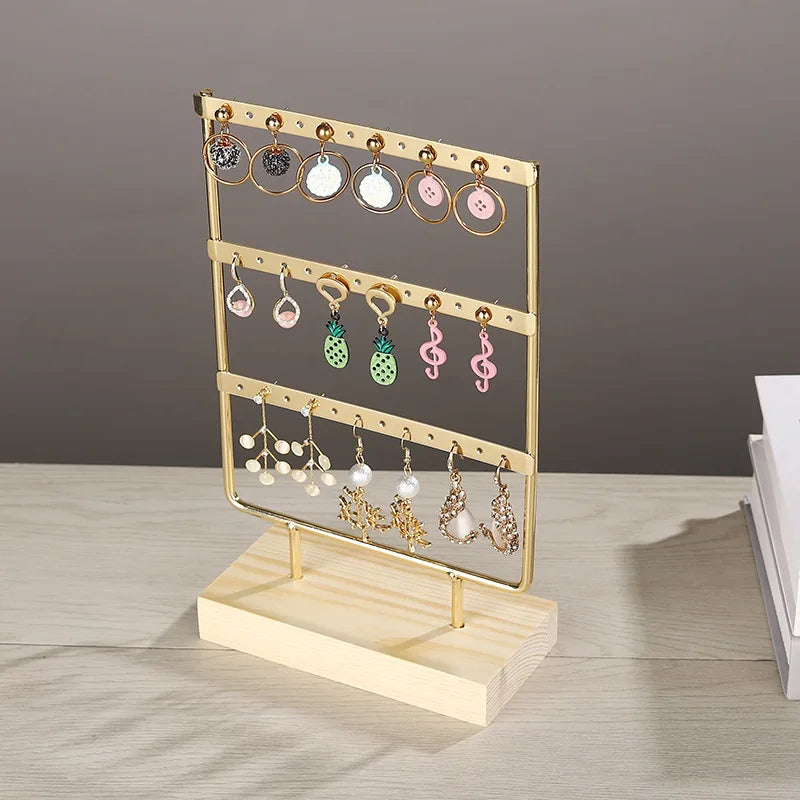 Solid Wood Iron Earring Holder Rack – Multi-Tier Jewelry Display