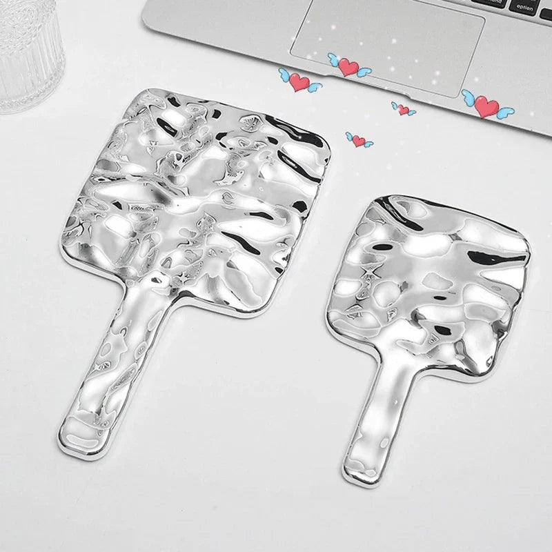Liquid Shape Handheld Makeup Mirror – Portable Travel Mirror