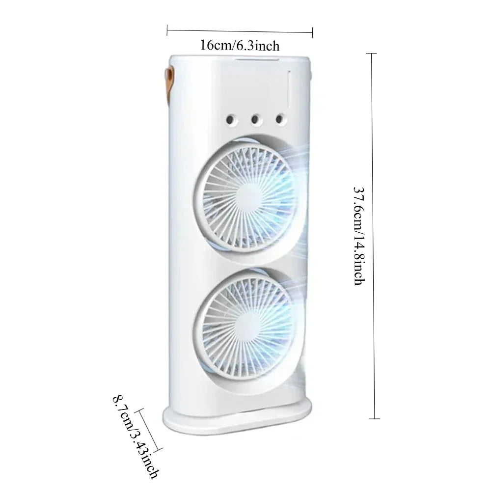 URGGU Dual-Head Desktop Ice Fog Mist Fan – Oscillating Cooler