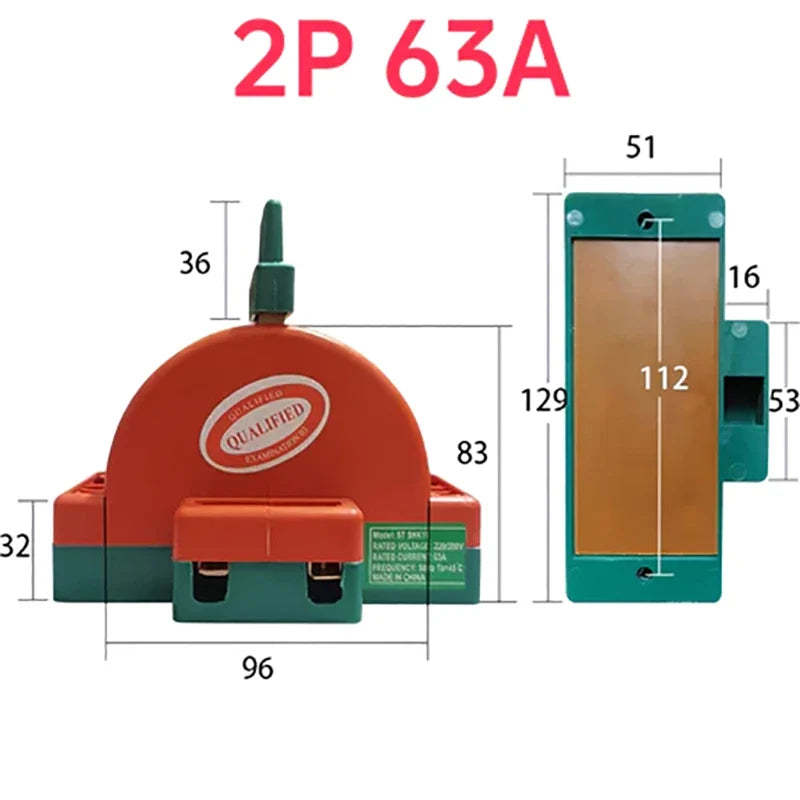 DPDT Knife Disconnect Switch 2 Pole Double Throw 32A 63A 100A