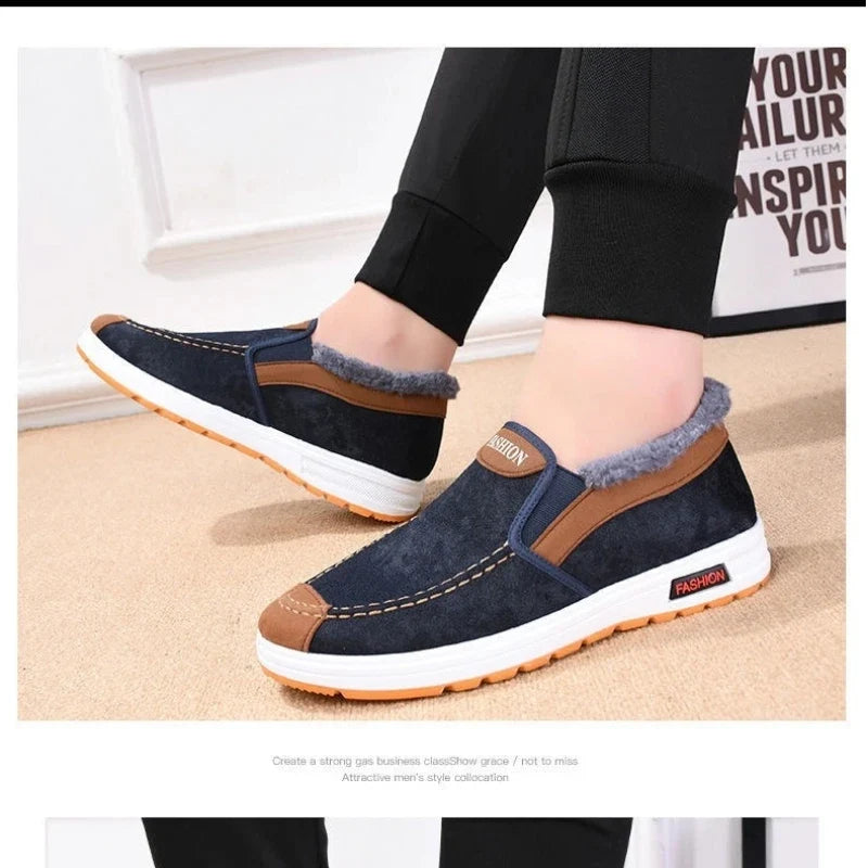 Men's Winter Plush Snow Boots – Warm Slip-On Ankle Shoes