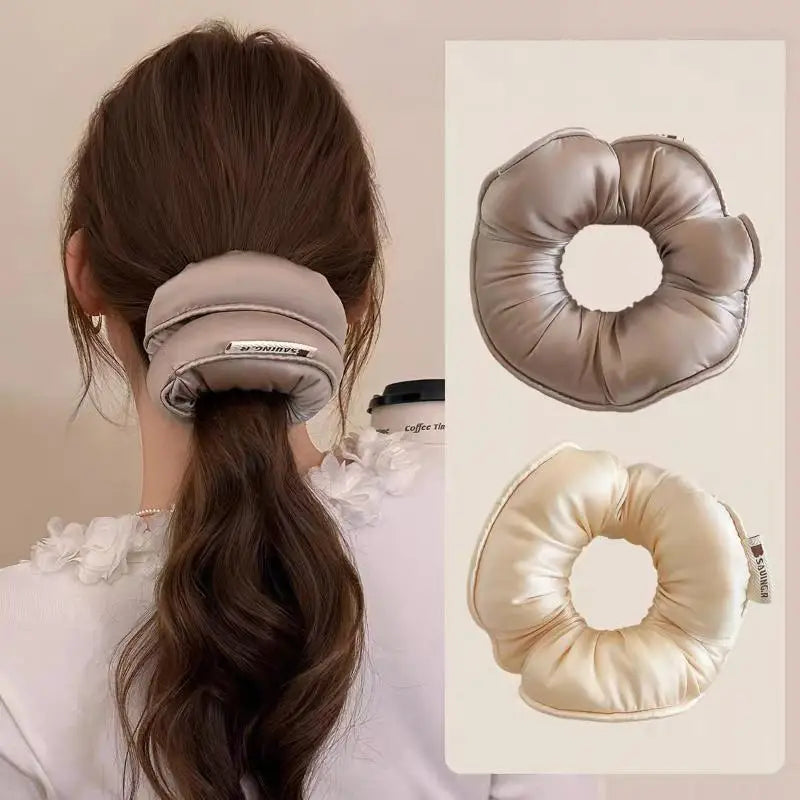 Satin Sponge Hair Scrunchies – Soft Elastic Ponytail Holders
