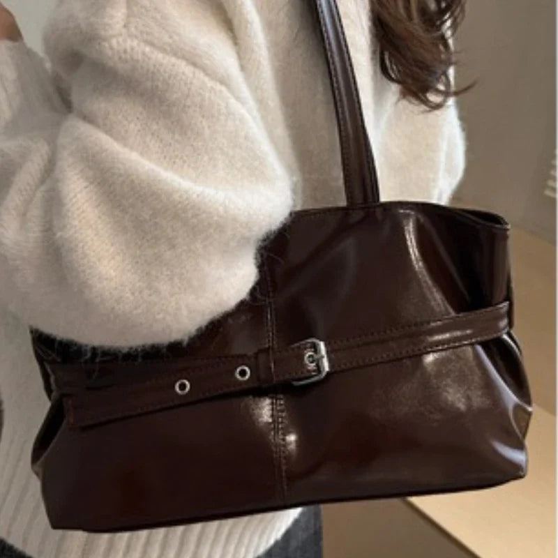 Korean Style Large Capacity Tote Shoulder Bag | PU Leather