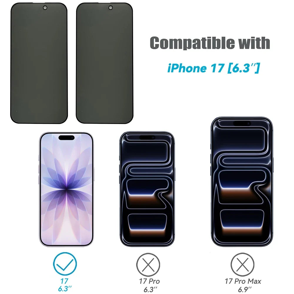 2-Pack Matte Privacy Screen Protector iPhone 17 6.3" Glass