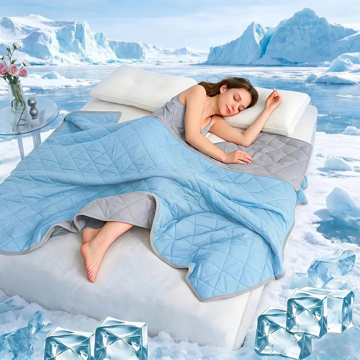 Large Cooling Quilt Comforter – Breathable Dual-Sided Lightweight
