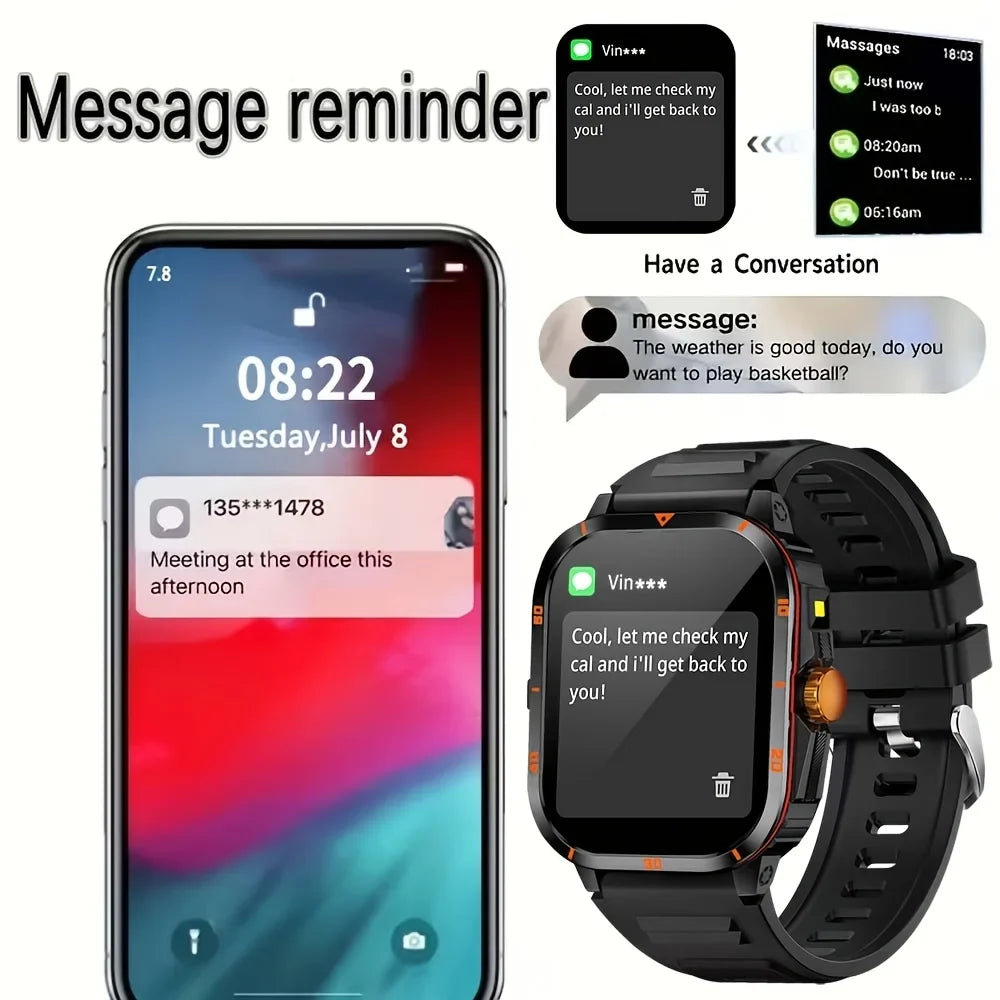 ERUN Men's Sports Smartwatch – LED Flashlight, Call & SMS